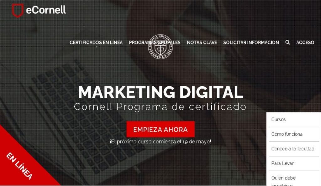 universidad de cornell certificaciones de marketing digital