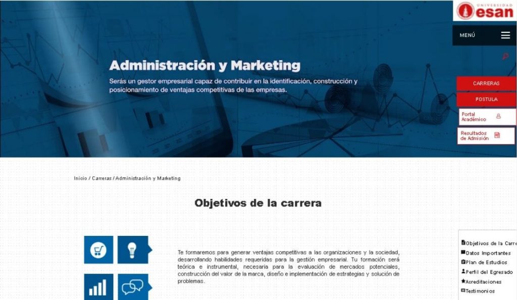 Marketing Universidades · ESAN: Carrera de Administración y Marketing