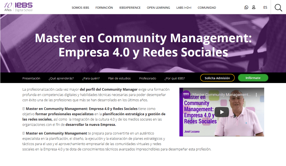 iebs ofrece master en community management